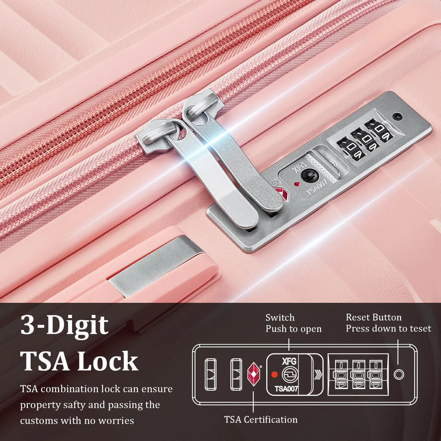4-Piece Expandable Hardshell Luggage Set with TSA Lock (14/20/24/28) - Lightweight PP Suitcases, 360 Silent Spinner Wheels and Durable 100LB Handle for Air Travel (Pink)