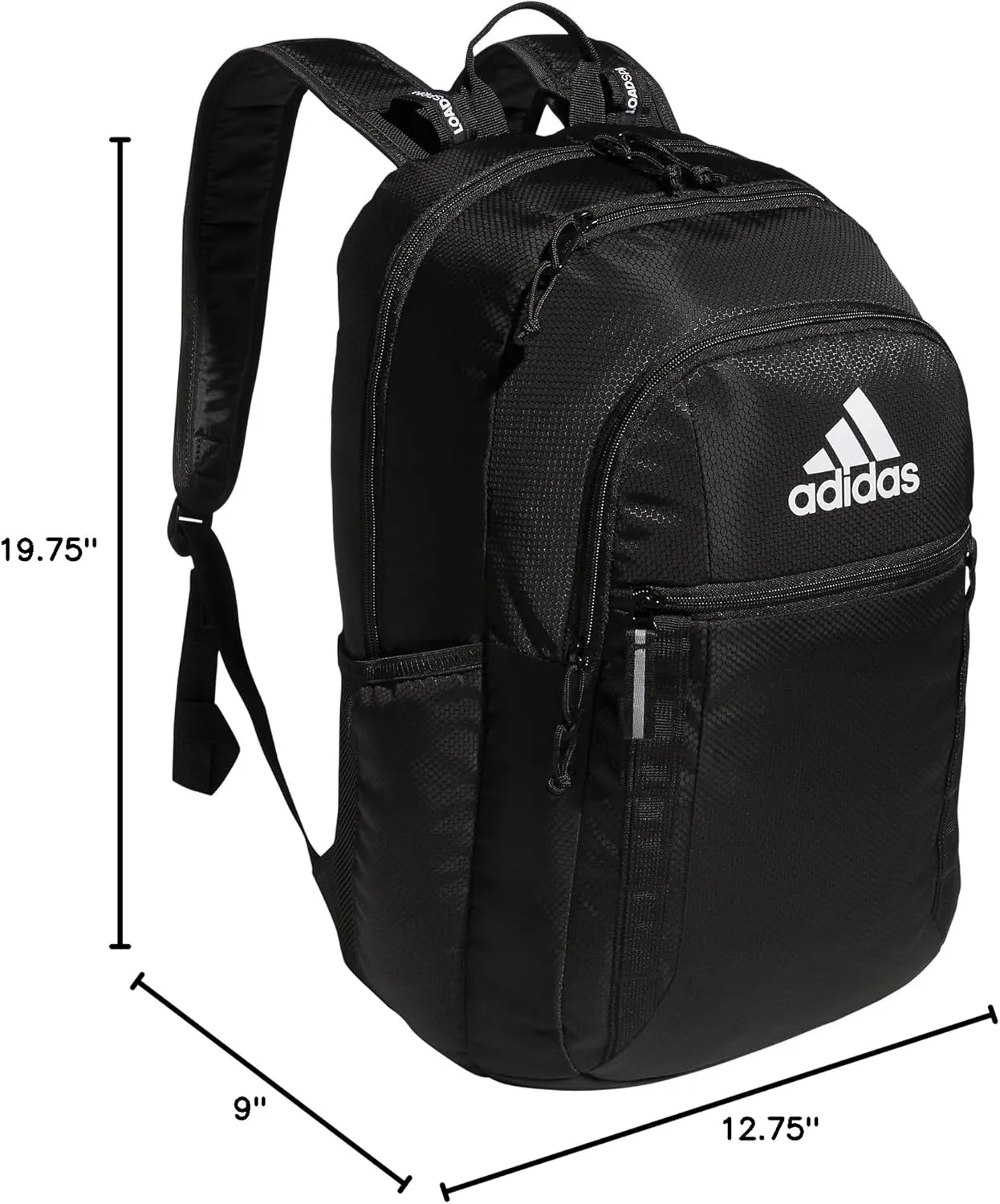 adidas Excel Laptop Durable Large Athletic Gym Backpack Bag, Black/White, One Size