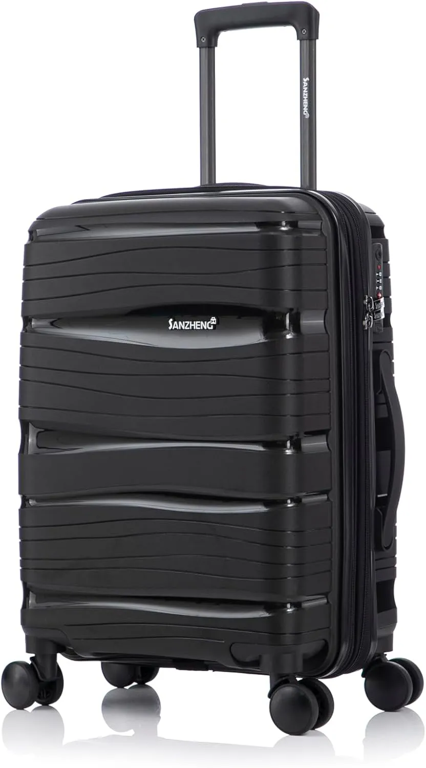 Carry-On Suitcase  20 Inch Lightweight Hard Shell Travel Luggage for Women and Men, Spinner Wheels & TSA Lock (Black, 20 inch carry-on)