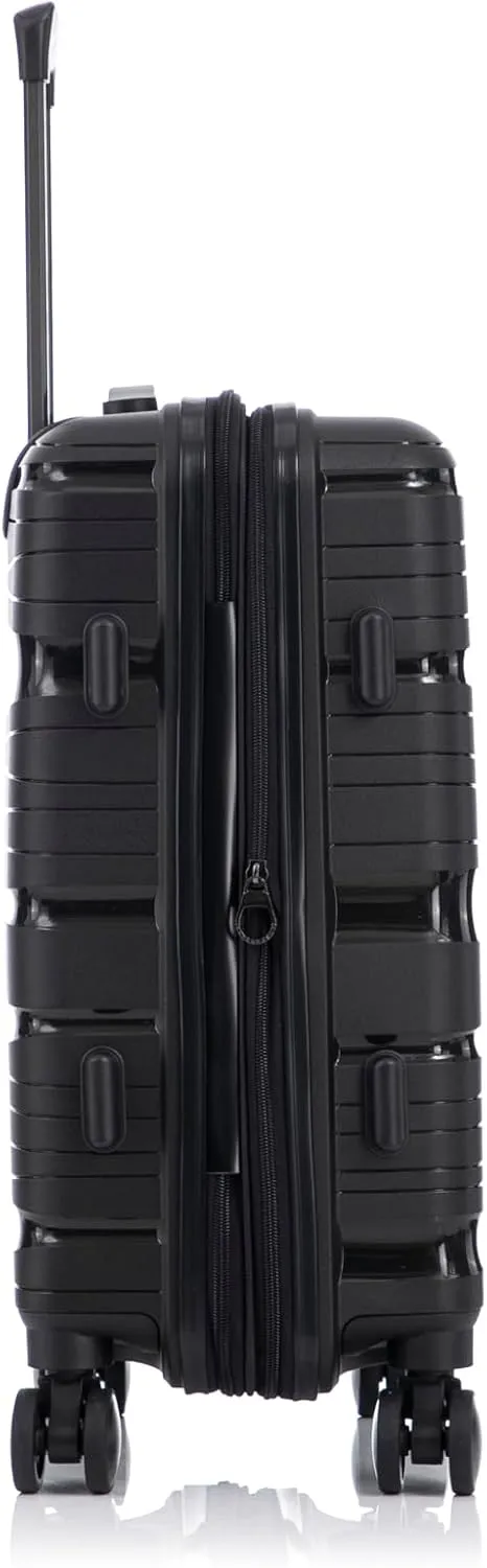 Carry-On Suitcase  20 Inch Lightweight Hard Shell Travel Luggage for Women and Men, Spinner Wheels & TSA Lock (Black, 20 inch carry-on)