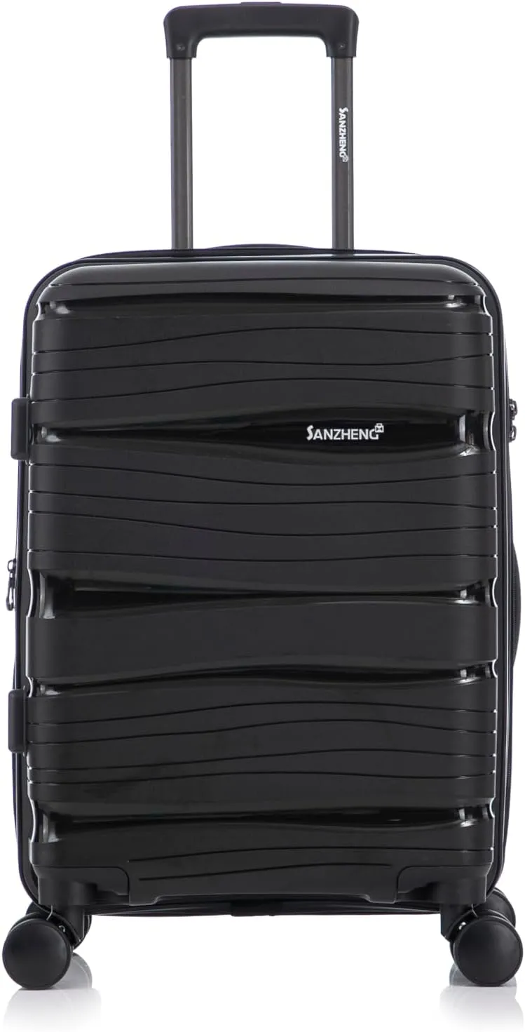 Carry-On Suitcase  20 Inch Lightweight Hard Shell Travel Luggage for Women and Men, Spinner Wheels & TSA Lock (Black, 20 inch carry-on)