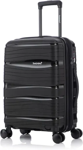 Carry-On Suitcase  20 Inch Lightweight Hard Shell Travel Luggage for Women and Men, Spinner Wheels & TSA Lock (Black, 20 inch carry-on)