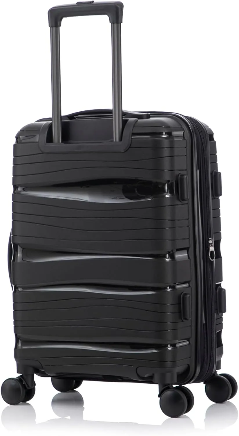 Carry-On Suitcase  20 Inch Lightweight Hard Shell Travel Luggage for Women and Men, Spinner Wheels & TSA Lock (Black, 20 inch carry-on)