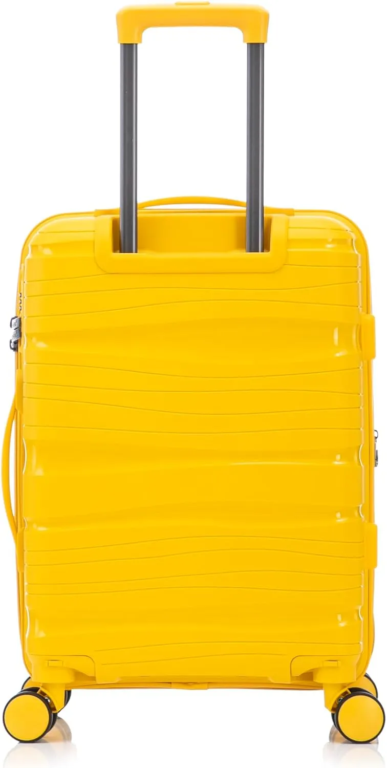 Carry-On Suitcase  20 Inch Lightweight Hard Shell Travel Luggage for Women and Men, Spinner Wheels & TSA Lock (Yellow, 20 inch carry-on)