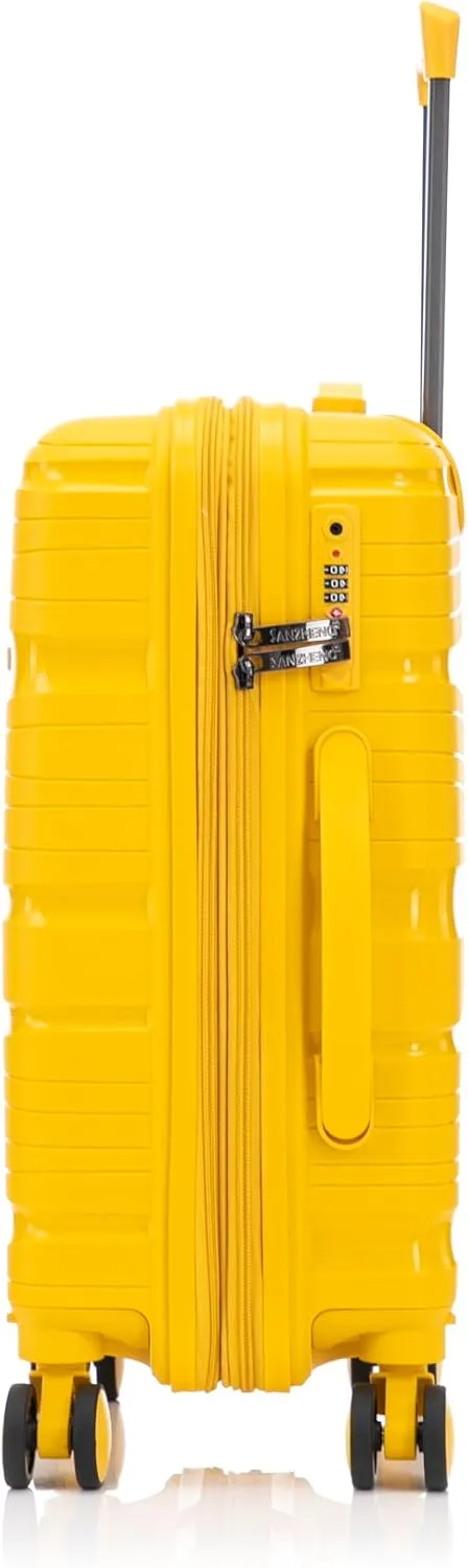 Carry-On Suitcase  20 Inch Lightweight Hard Shell Travel Luggage for Women and Men, Spinner Wheels & TSA Lock (Yellow, 20 inch carry-on)