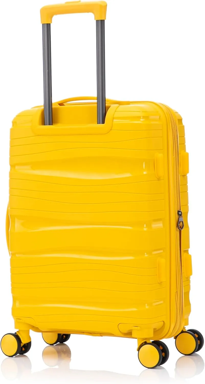 Carry-On Suitcase  20 Inch Lightweight Hard Shell Travel Luggage for Women and Men, Spinner Wheels & TSA Lock (Yellow, 20 inch carry-on)