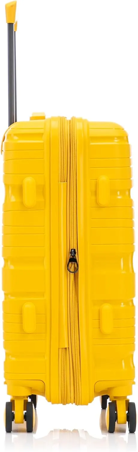Carry-On Suitcase  20 Inch Lightweight Hard Shell Travel Luggage for Women and Men, Spinner Wheels & TSA Lock (Yellow, 20 inch carry-on)