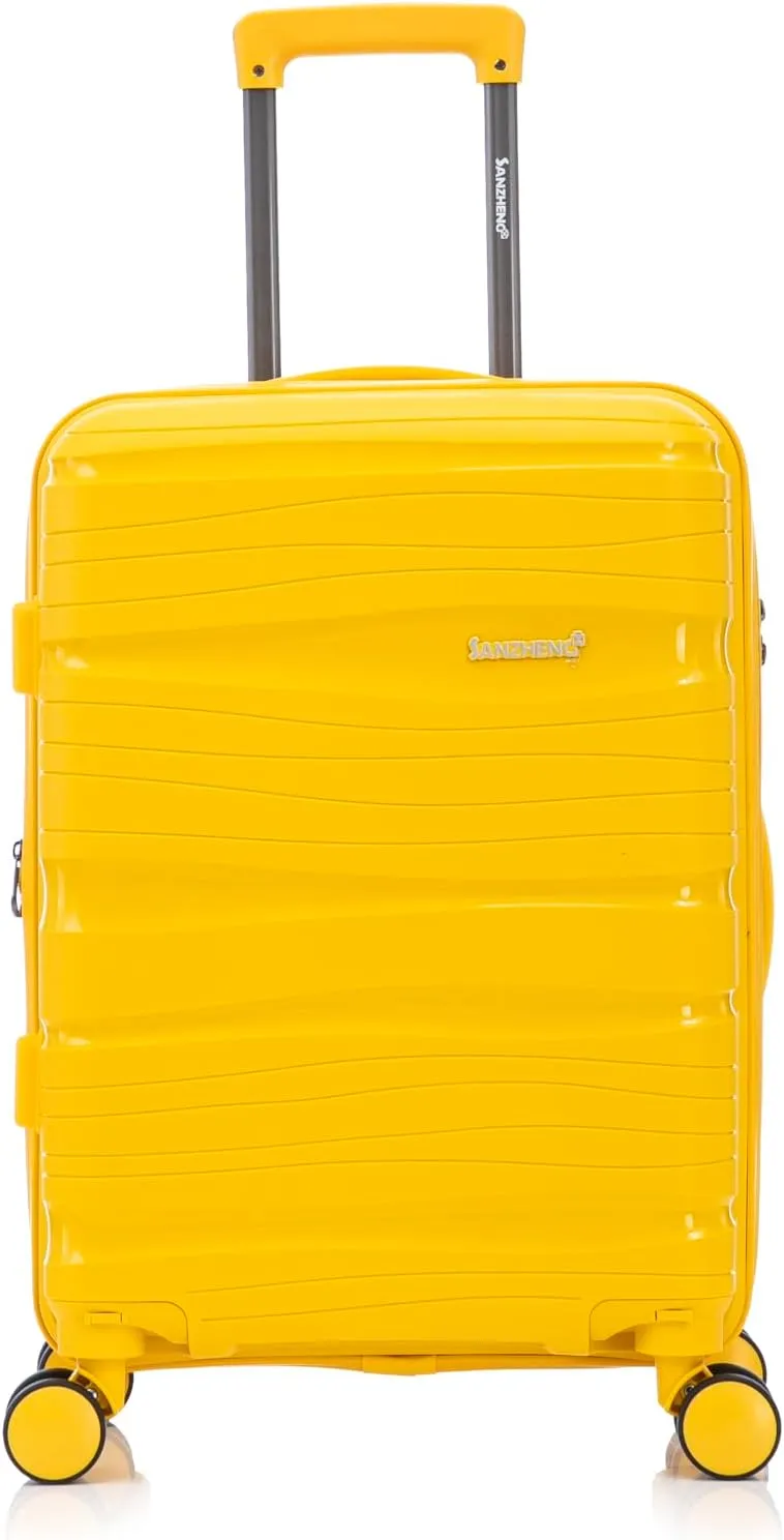 Carry-On Suitcase  20 Inch Lightweight Hard Shell Travel Luggage for Women and Men, Spinner Wheels & TSA Lock (Yellow, 20 inch carry-on)