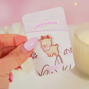 Cinnamon Pink Coquette Enamel Pin | Kawaii Aesthetic Reindeer Lapel Pin & Pastel Accessory