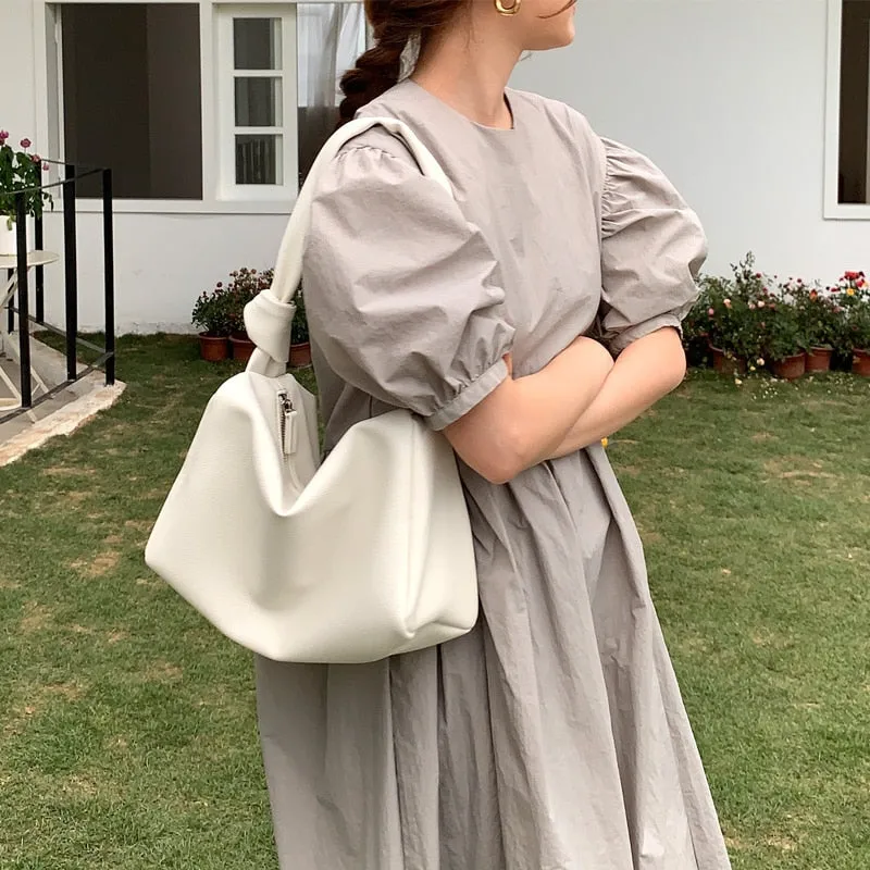 Design PU Leather Shoulder bags For Women 2021 Summer Female Elegant Handbags Armpit bag Shopping bags ladies totes green