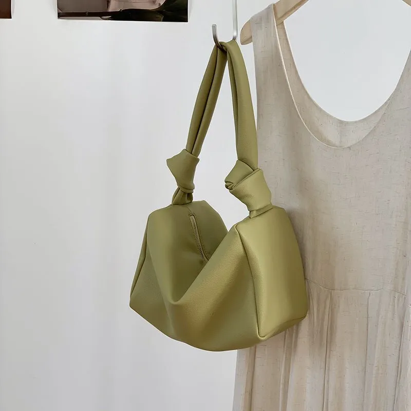 Design PU Leather Shoulder bags For Women 2021 Summer Female Elegant Handbags Armpit bag Shopping bags ladies totes green