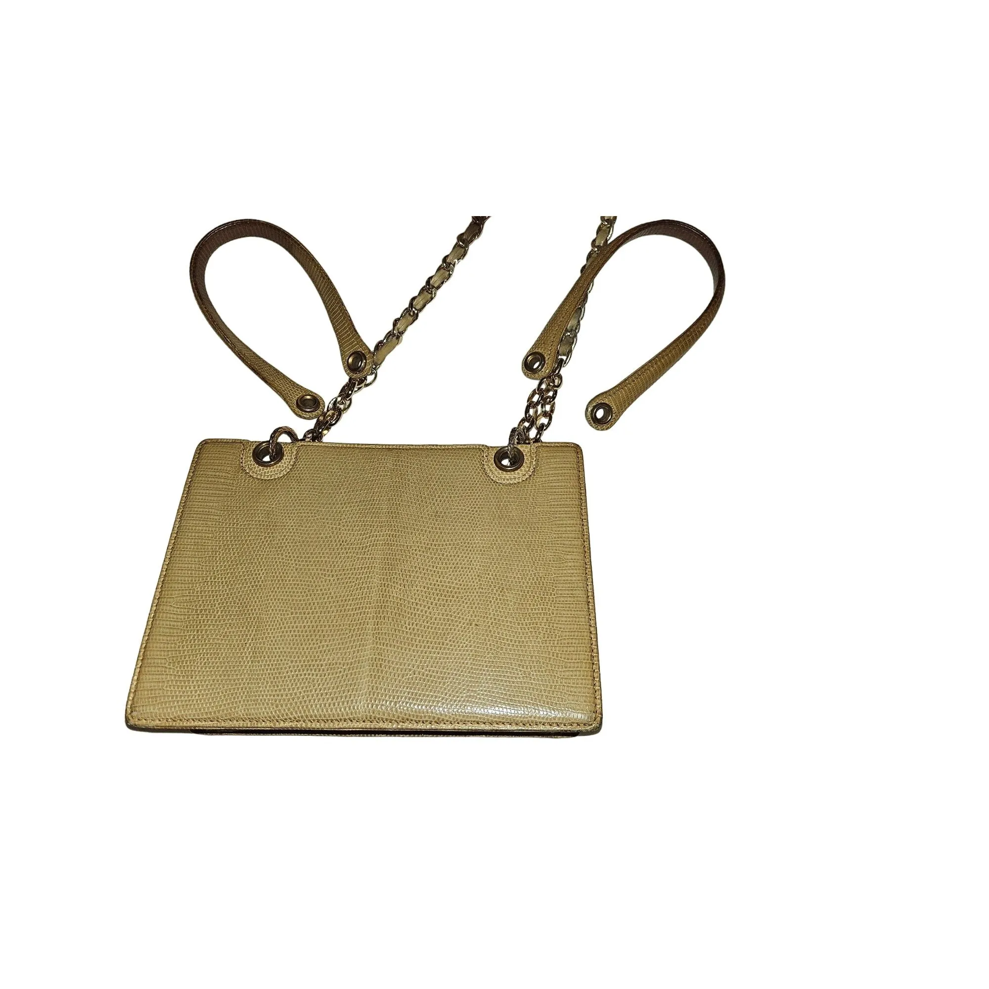 Gucci honey reptile leather two way bucket bag w chain strap