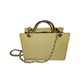 Gucci honey reptile leather two way bucket bag w chain strap