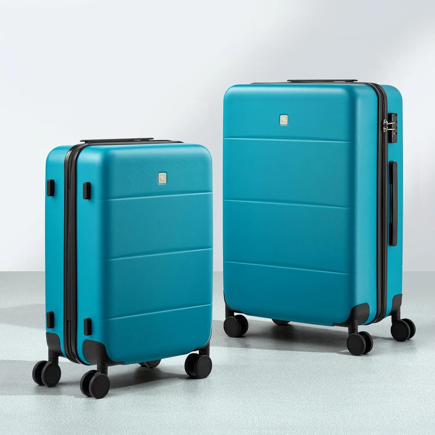 Hanke 26 Inch Checked Luggage Medium Hard Shell Suitcases with Wheels Lightweight Hard Case Luggage for Women Men(Caribbean Blue)