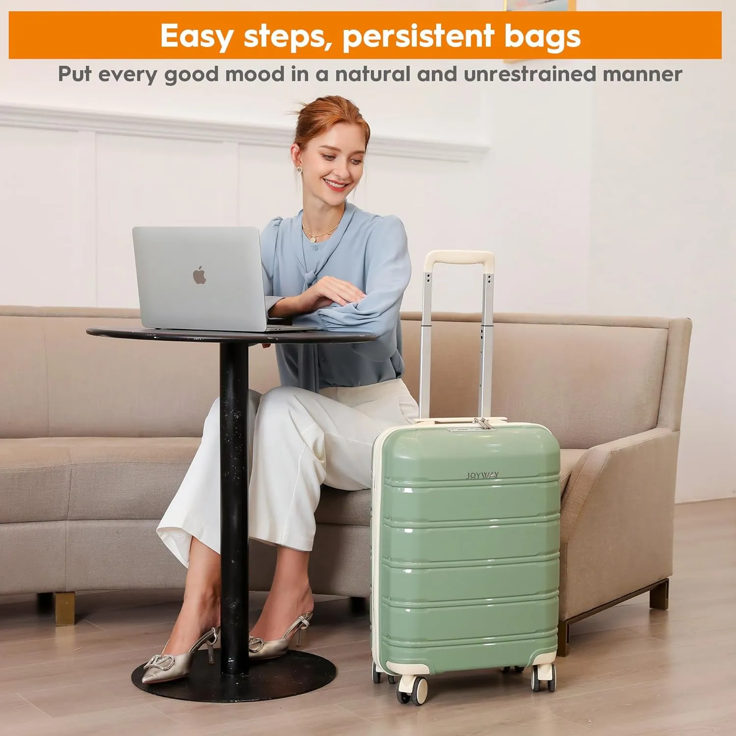Joyway 20 and 24 Carry On Luggage Sets, Lightweight Rolling Hardside Checked with TSA Lock Suitcase with Spinner Wheels for Women and Men Travel Baggage Green 4 Piece