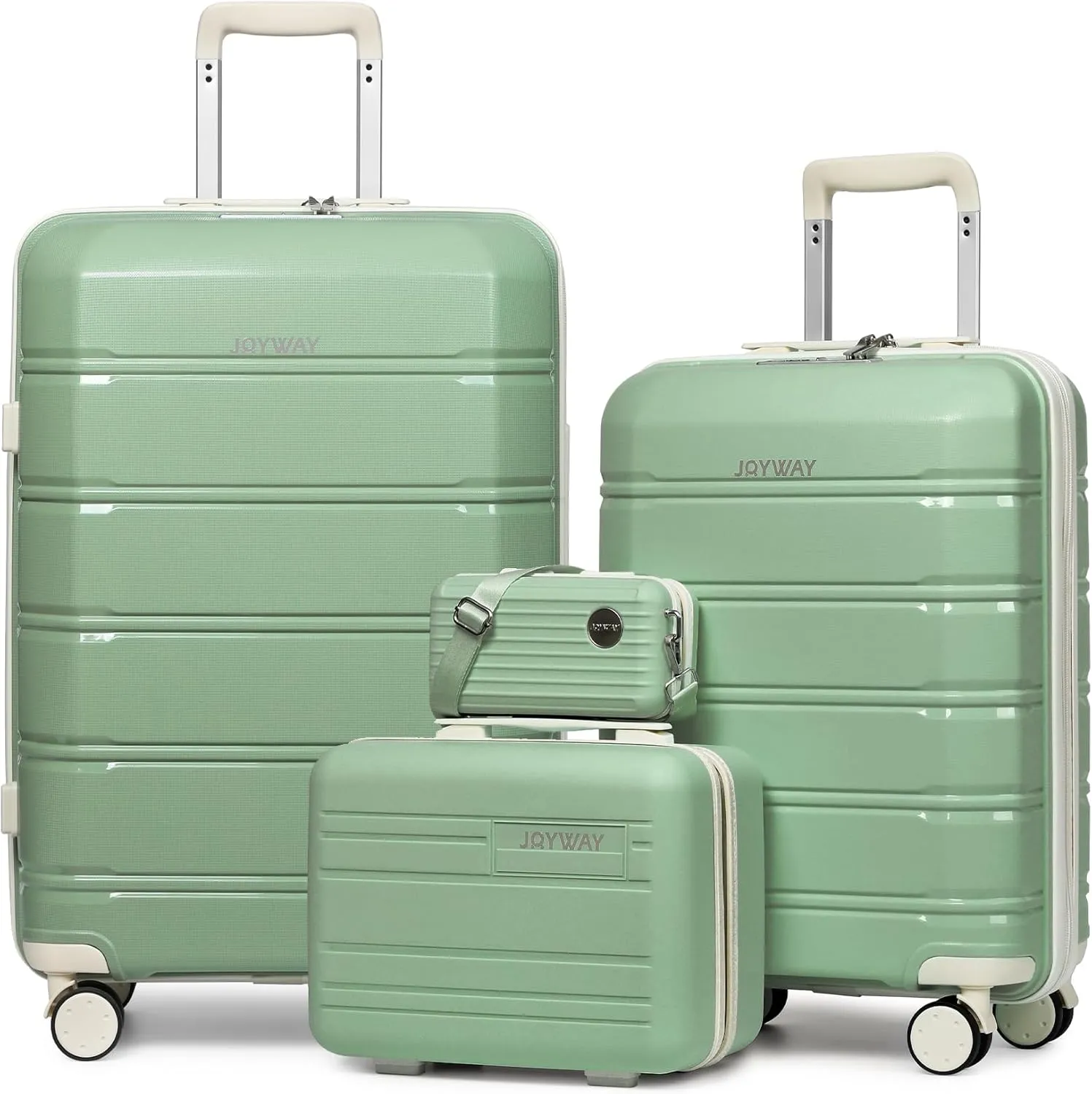 Joyway 20 and 24 Carry On Luggage Sets, Lightweight Rolling Hardside Checked with TSA Lock Suitcase with Spinner Wheels for Women and Men Travel Baggage Green 4 Piece
