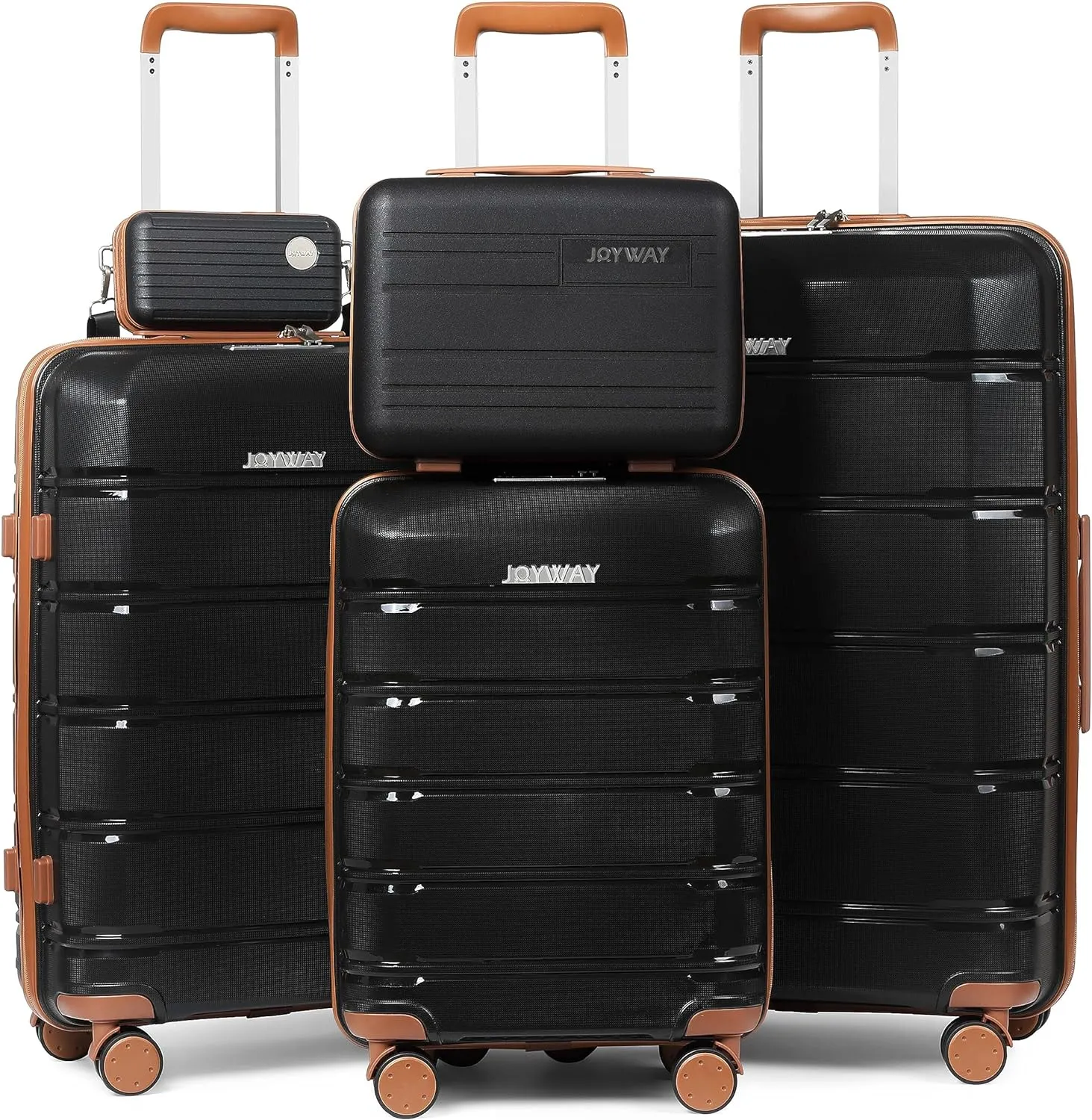 Joyway 5 Piece Luggage Sets, Lightweight Rolling Hardside Carry On and Checked Suitcase with TSA Lock and Spinner Wheels for Women and Men Travel Baggage Black