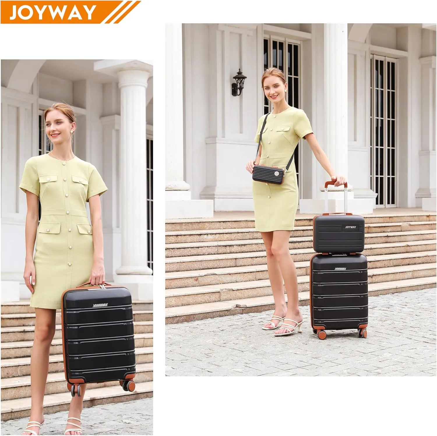 Joyway 5 Piece Luggage Sets, Lightweight Rolling Hardside Carry On and Checked Suitcase with TSA Lock and Spinner Wheels for Women and Men Travel Baggage Black