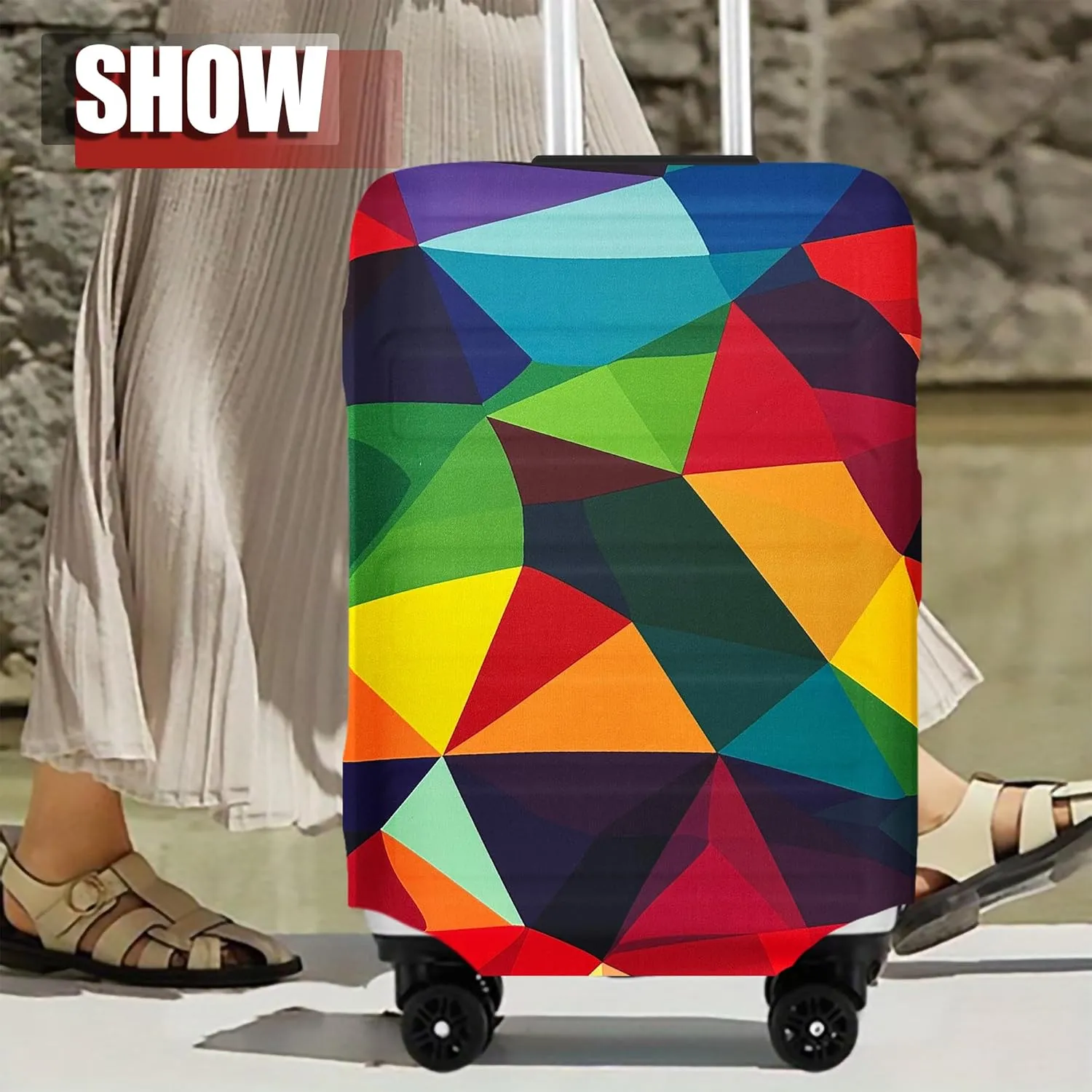 Luggage Cover Washable Suitcase Cover Suitcase Protector Anti-scratch Fits 30-32 Inch Luggage (Rainbow Life, XL)