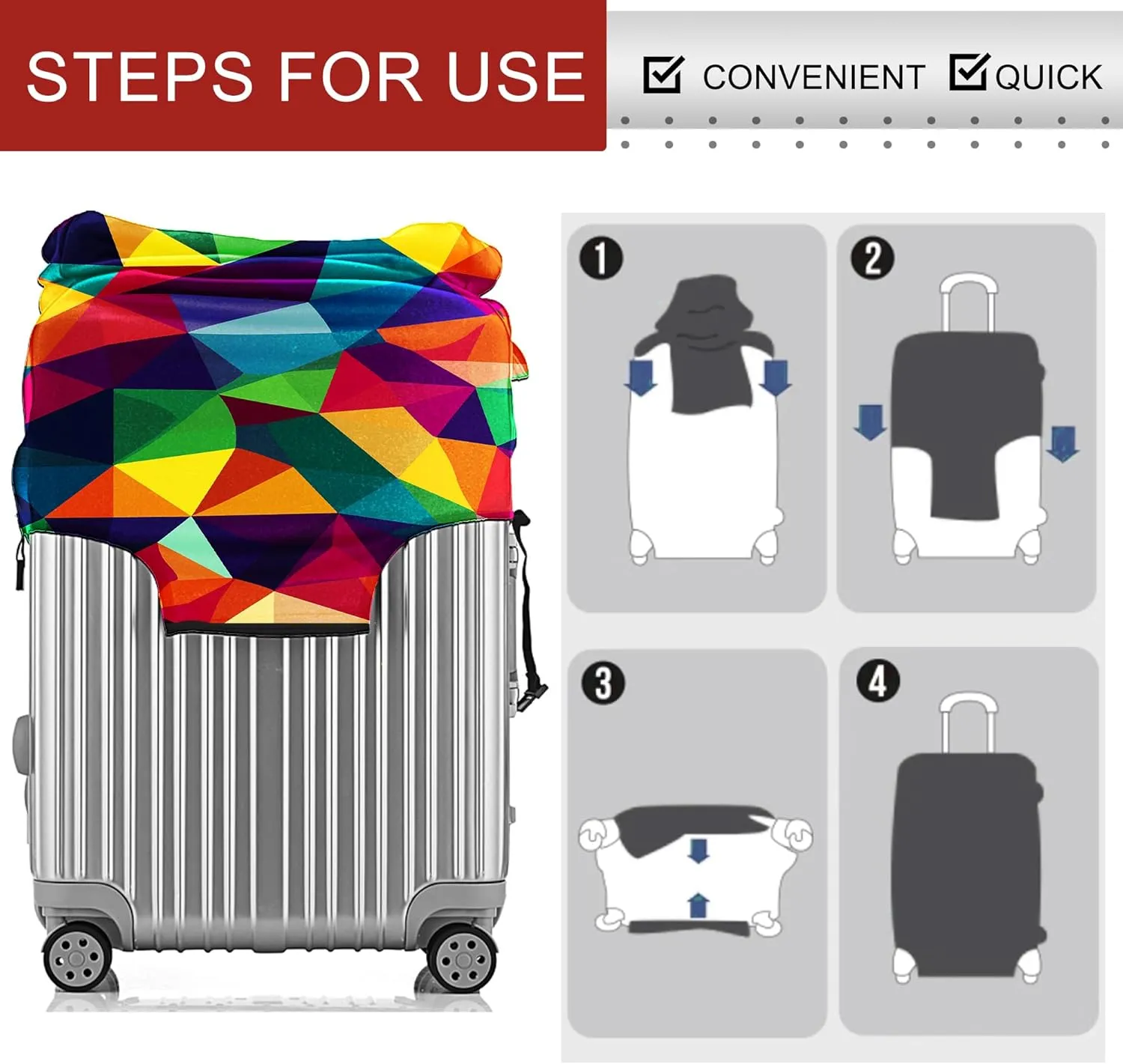 Luggage Cover Washable Suitcase Cover Suitcase Protector Anti-scratch Fits 30-32 Inch Luggage (Rainbow Life, XL)