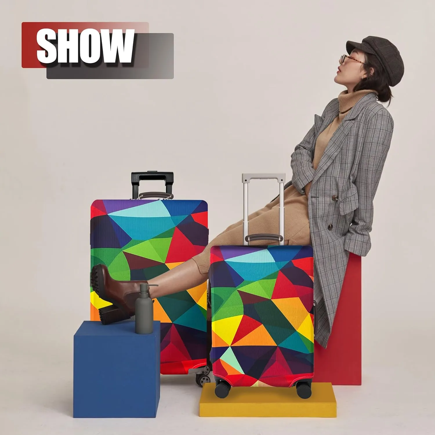 Luggage Cover Washable Suitcase Cover Suitcase Protector Anti-scratch Fits 30-32 Inch Luggage (Rainbow Life, XL)
