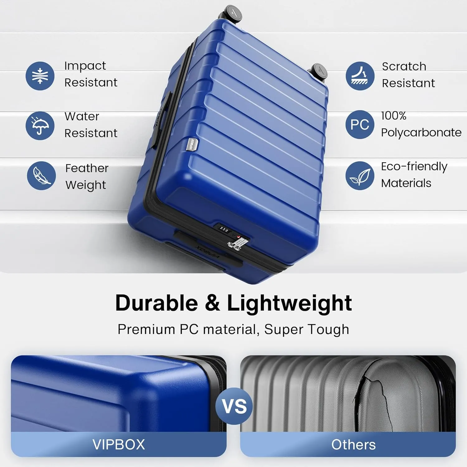 Luggage Sets 2 Piece 20 28 Inch (3-YEARS VIP SERVICE) Hardside Lightweight Premium Polycarbonate Simple Travel Suitcase with Wheels x1 TSA Approved Lock for Women Men Brothers, Blue/Black