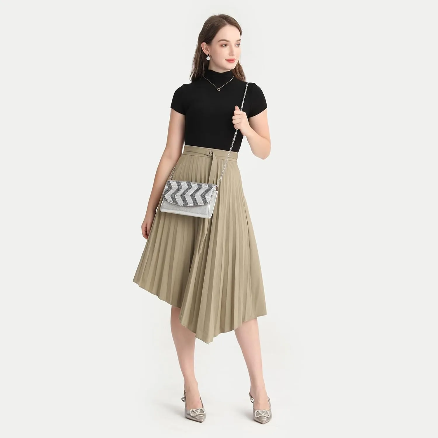 Miss Lulu Clutches Damen Kleine Kettentasche Damen Brieftaschen Umhngetasche Clutches Schultertasche Party Pailletten Synthetische
