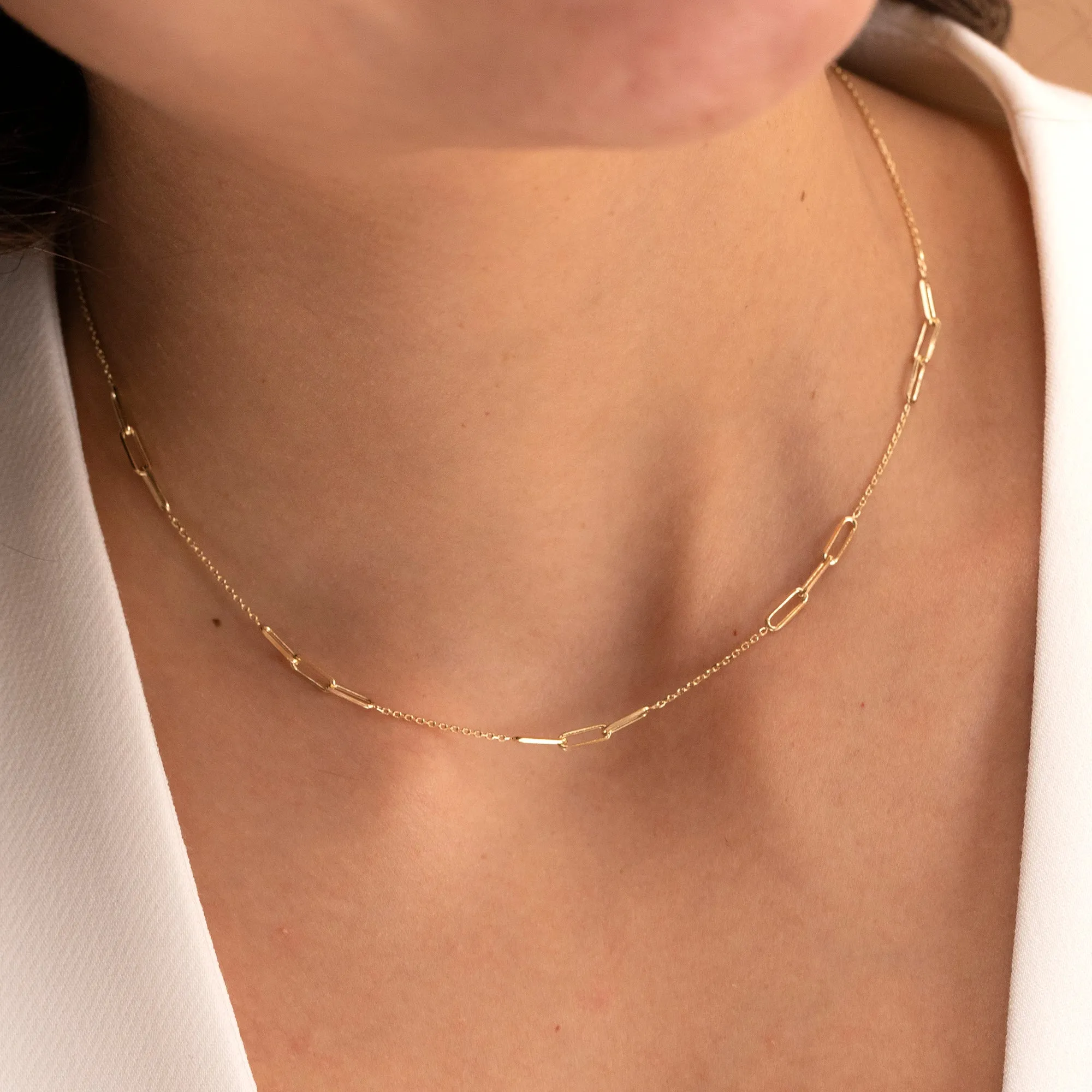 Paperclip Cable Chain Mix Necklace, Delilah