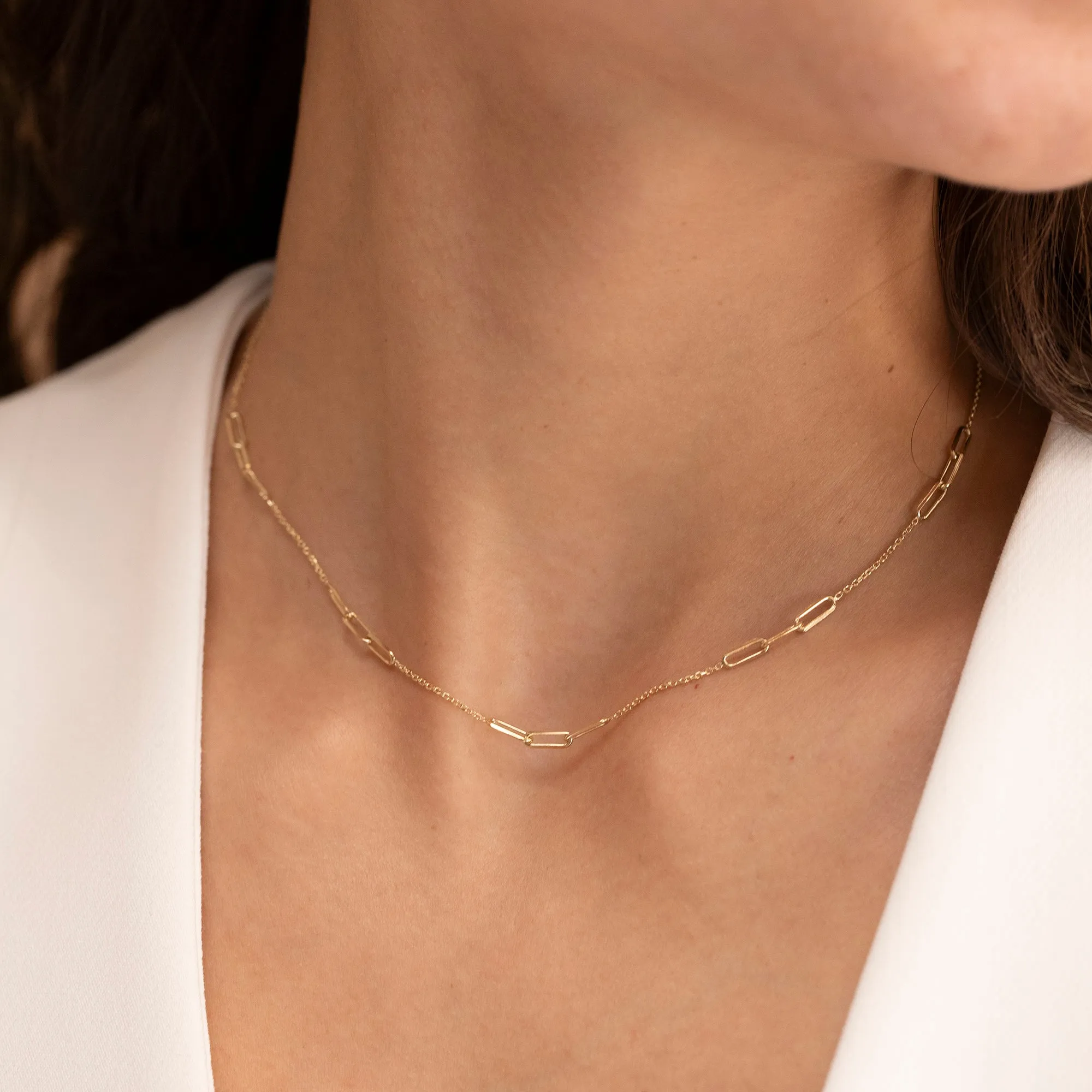 Paperclip Cable Chain Mix Necklace, Delilah