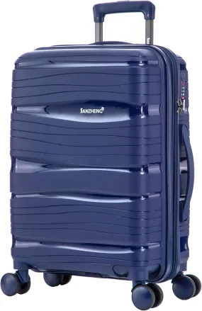 SSANZHENG Carry-On Suitcase  20 Inch Lightweight Hard Shell Travel Luggage for Women and Men, Spinner Wheels & TSA Lock (Blue, 20 inch carry-on)