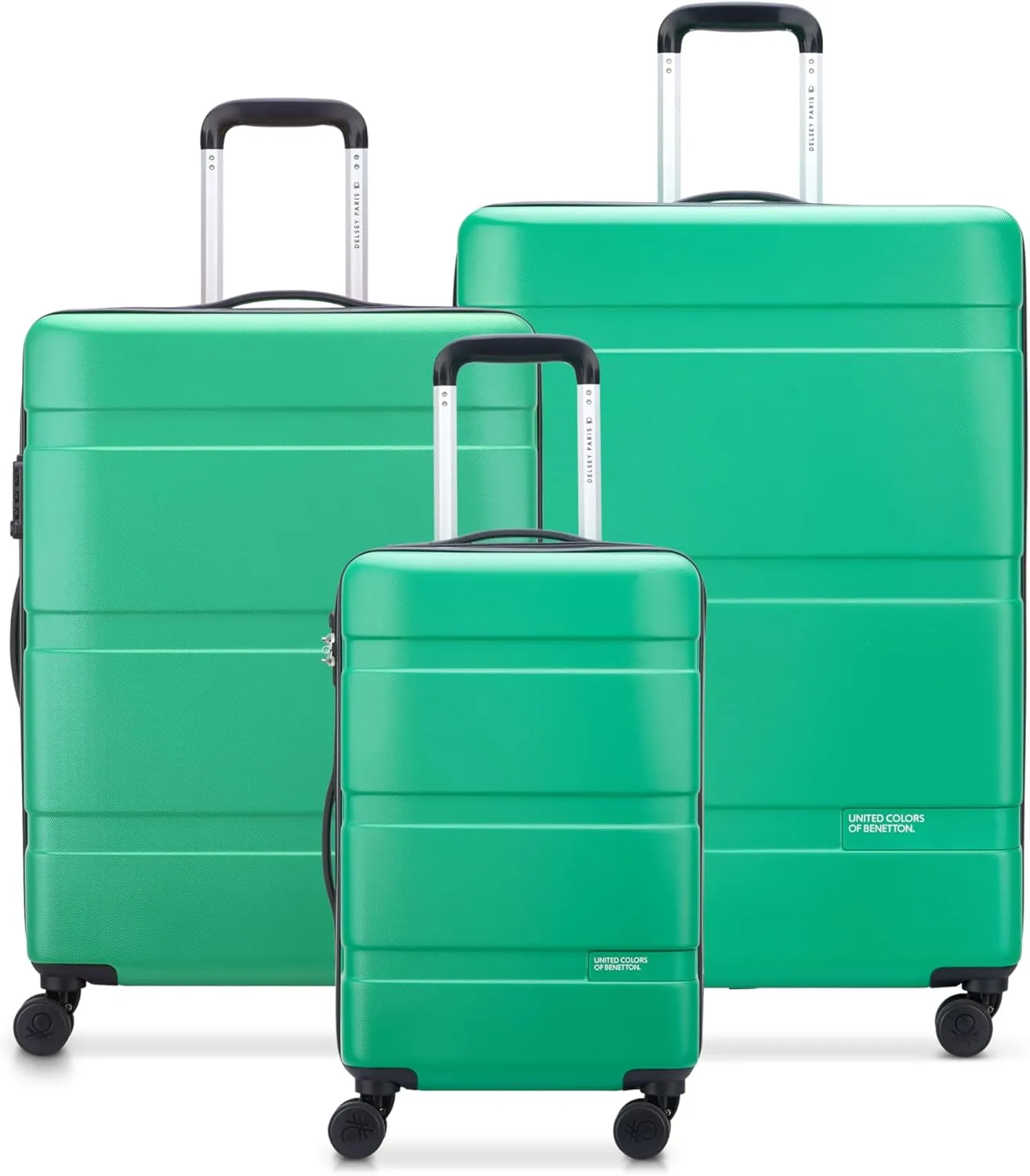 United Colors of Benetton Now Hardside Luggage with Spinner Wheels, Green, 3 Piece Set 19/23/27 Inch, Green, 3 Piece Set 19/23/27 Inch, Now! Hardside Luggage With Spinner Wheels