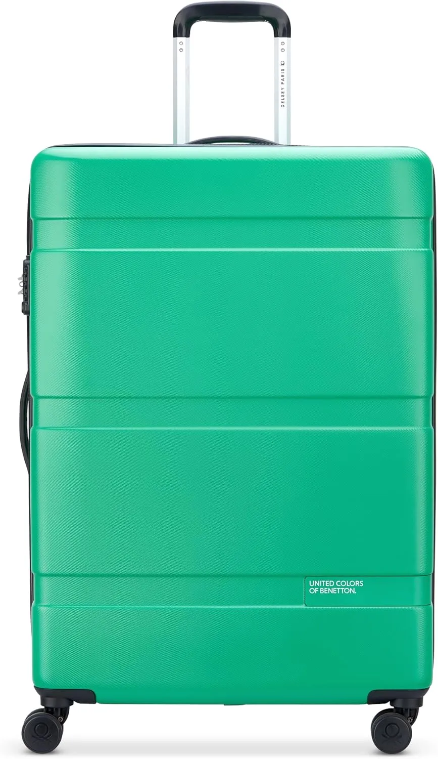 United Colors of Benetton Now Hardside Luggage with Spinner Wheels, Green, Checked-Large 27 Inch