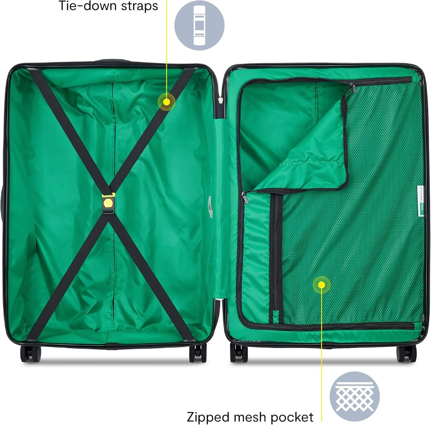 United Colors of Benetton Now Hardside Luggage with Spinner Wheels, Green, Checked-Large 27 Inch