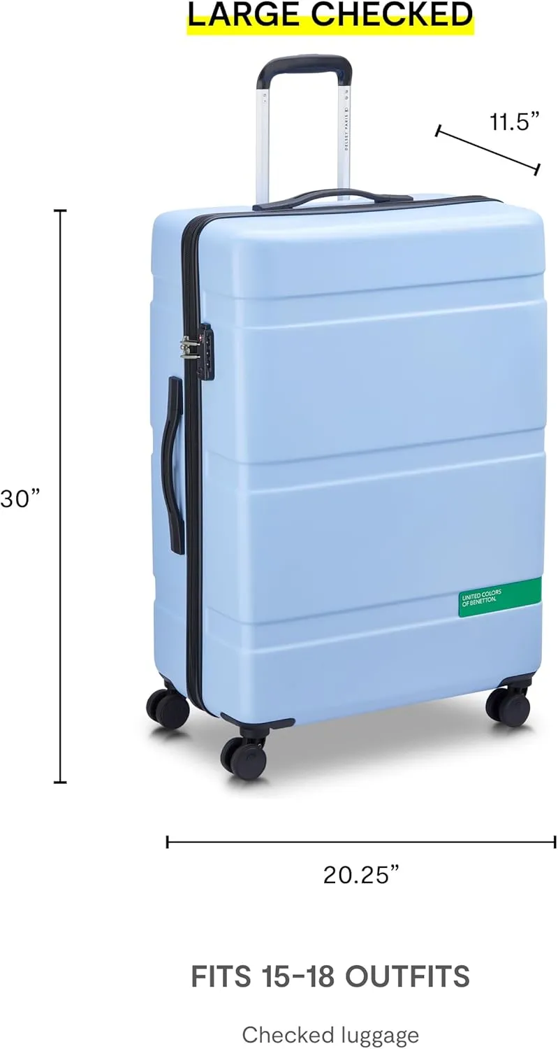 United Colors of Benetton Now Hardside Luggage with Spinner Wheels, Green, Checked-Large 27 Inch