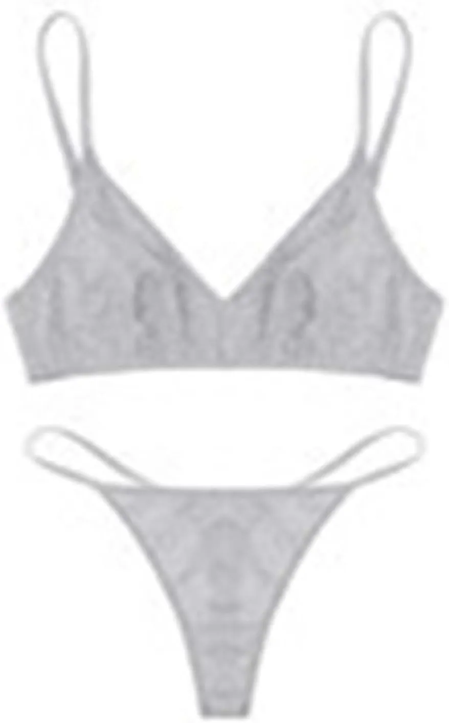 Women's Minimalist Soft Breathable Wireless Non Padded High Stretch Sports Bralette Lace Satin Lingerie Set with