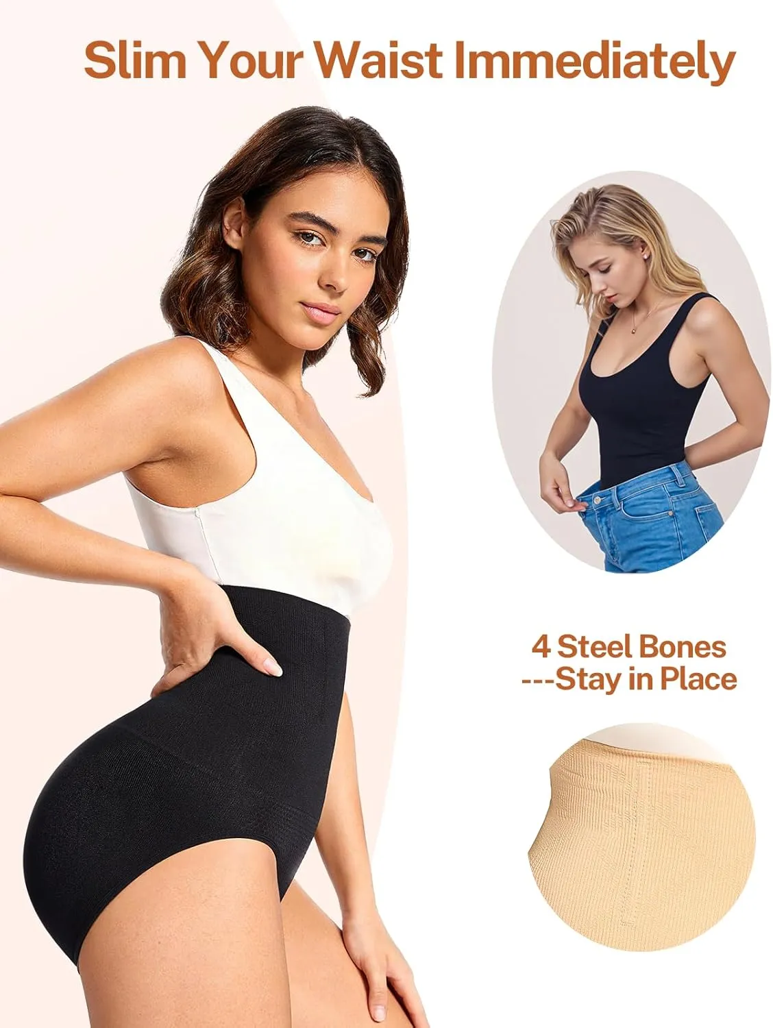 Women's Tummy Control Shapewear Panties Hi-Waist Body Shaper Underwear Slimming Briefs Compression Minimalist