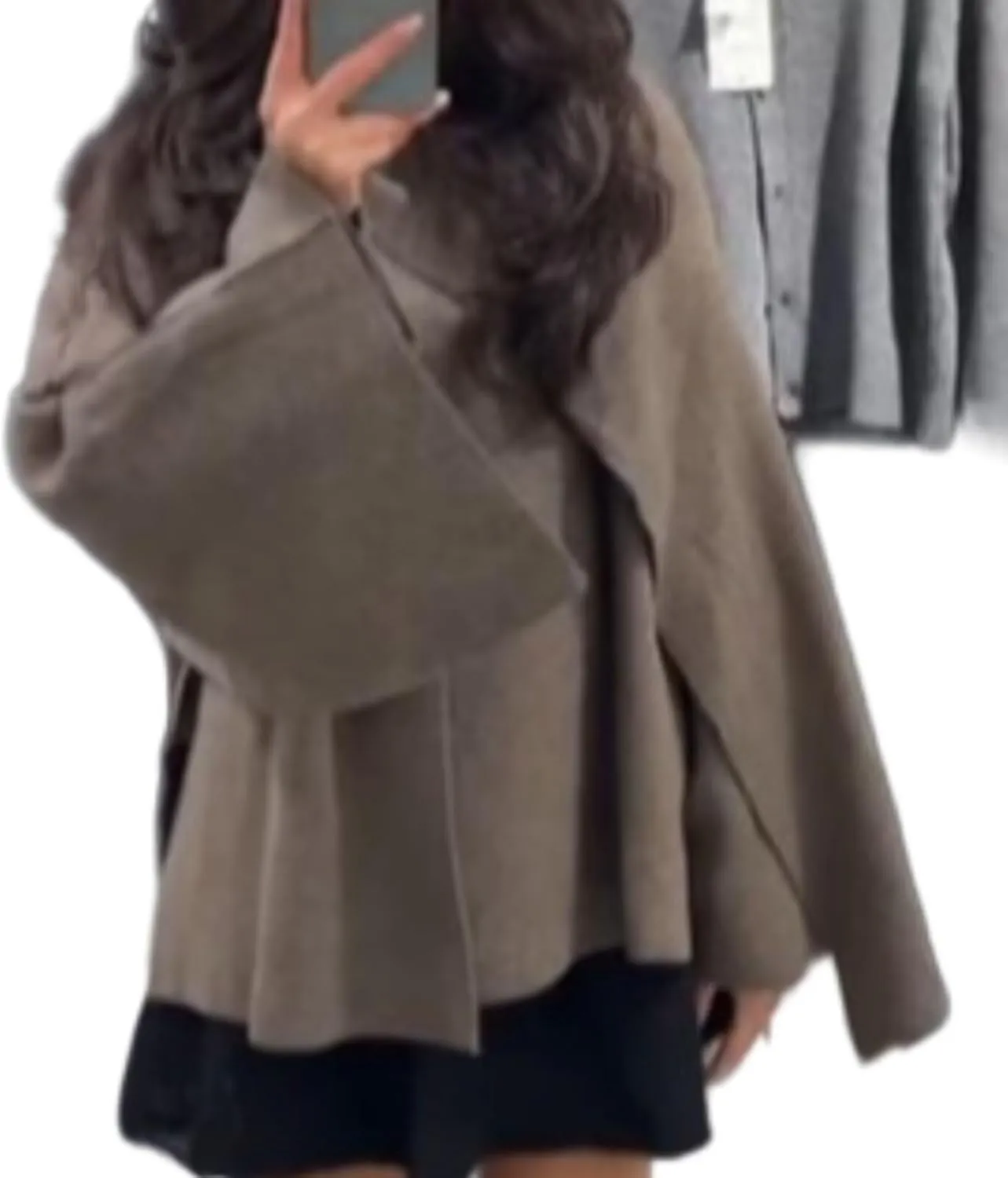 Womens Wool Blend Wrap Trench Coat - Oversized Scarf Jacket